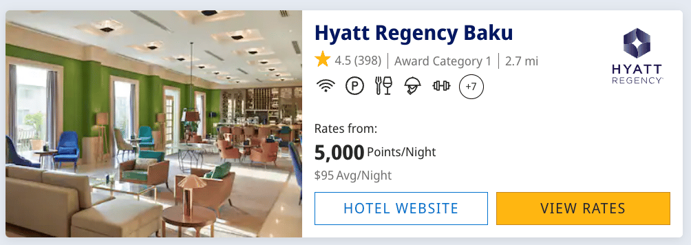 Hyatt Regency Baku for 5,000 points