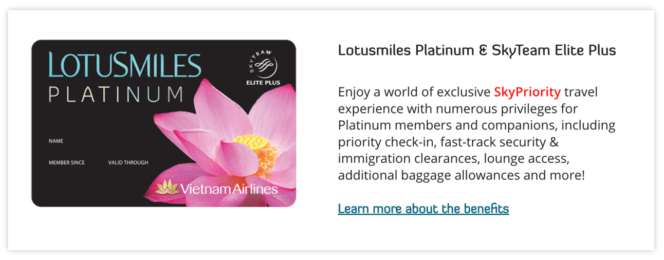 Vietnam Platinum status benefits description