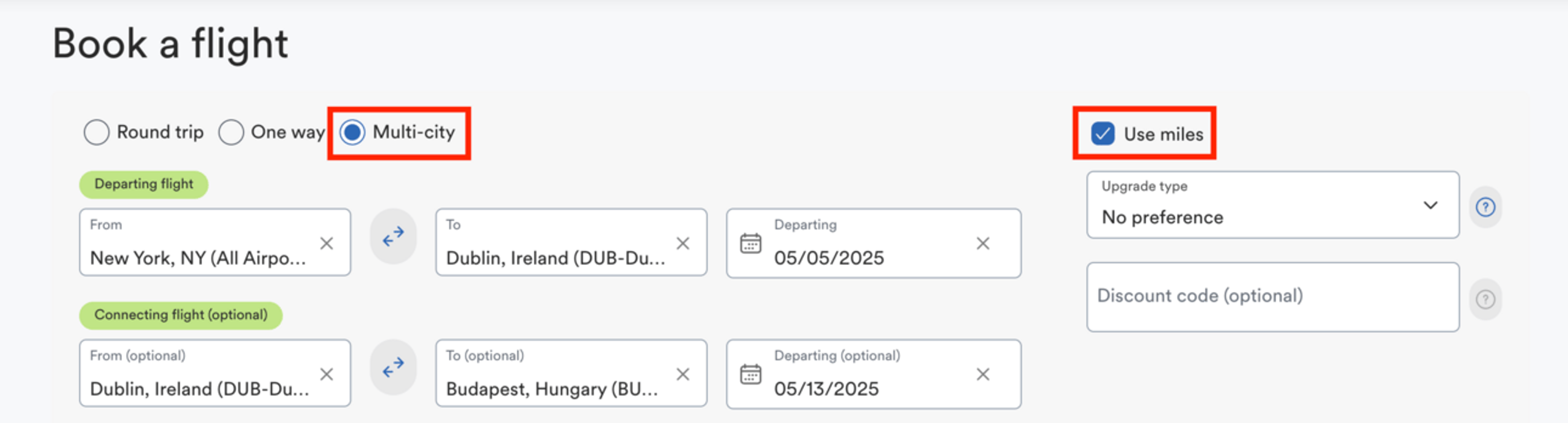 Alaska Airlines stopover booking page