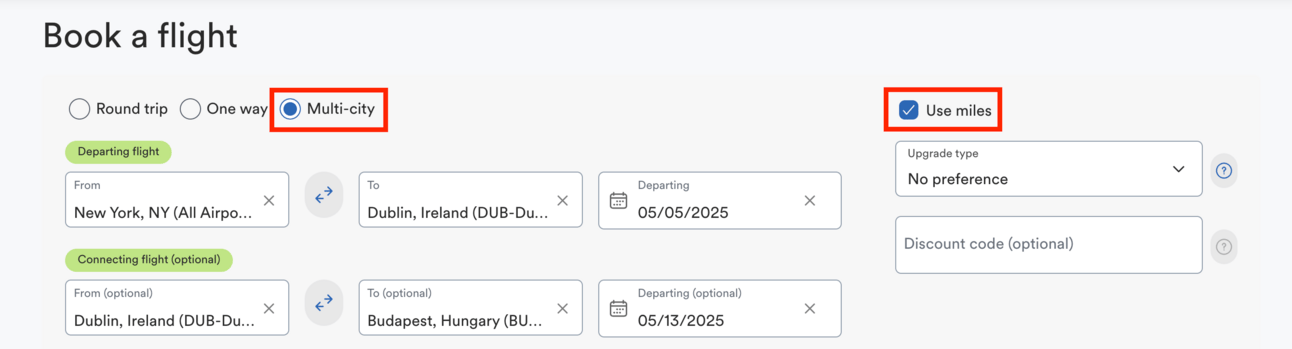 Alaska Airlines stopover booking page