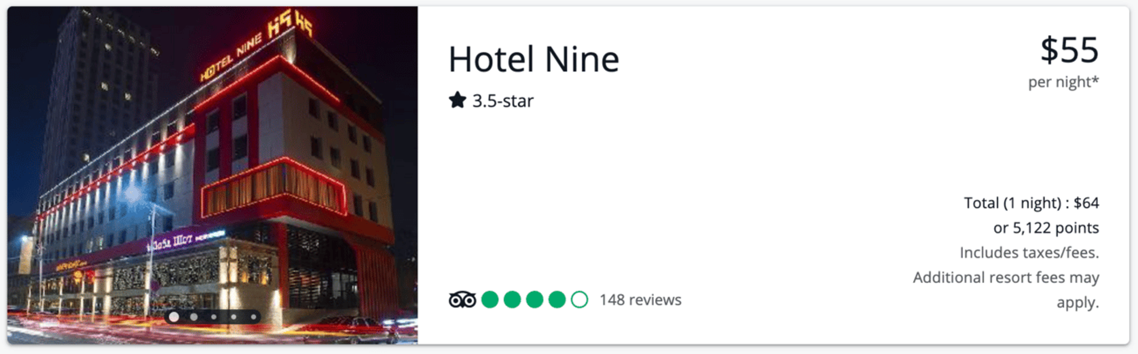Sample booking for Hotel Nine in Mongolia