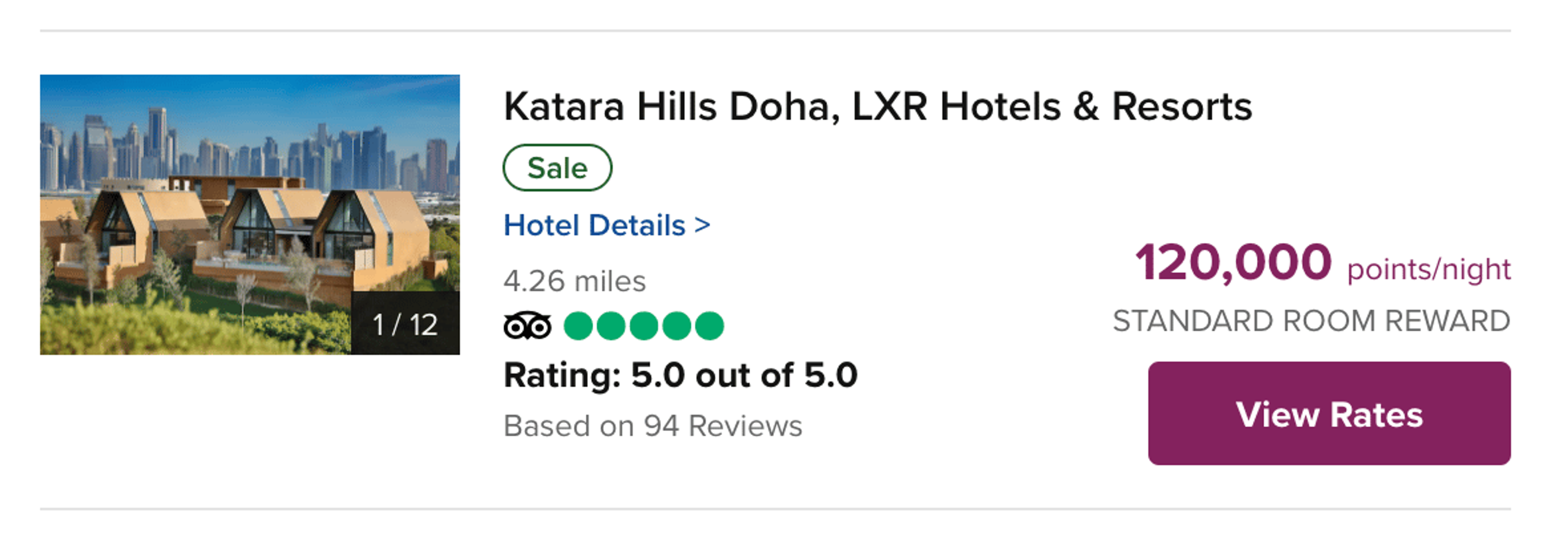 Katara Hills Doha bookable for 120,000 Hilton points