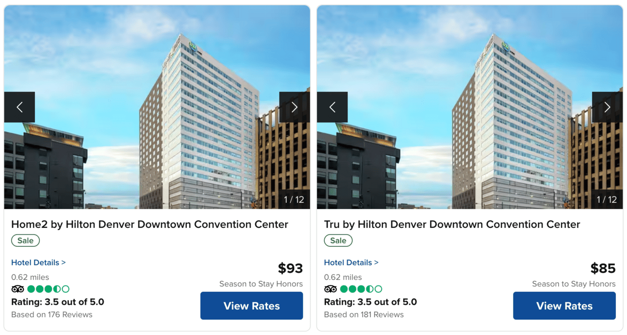 Two hotels in Denver for under $100