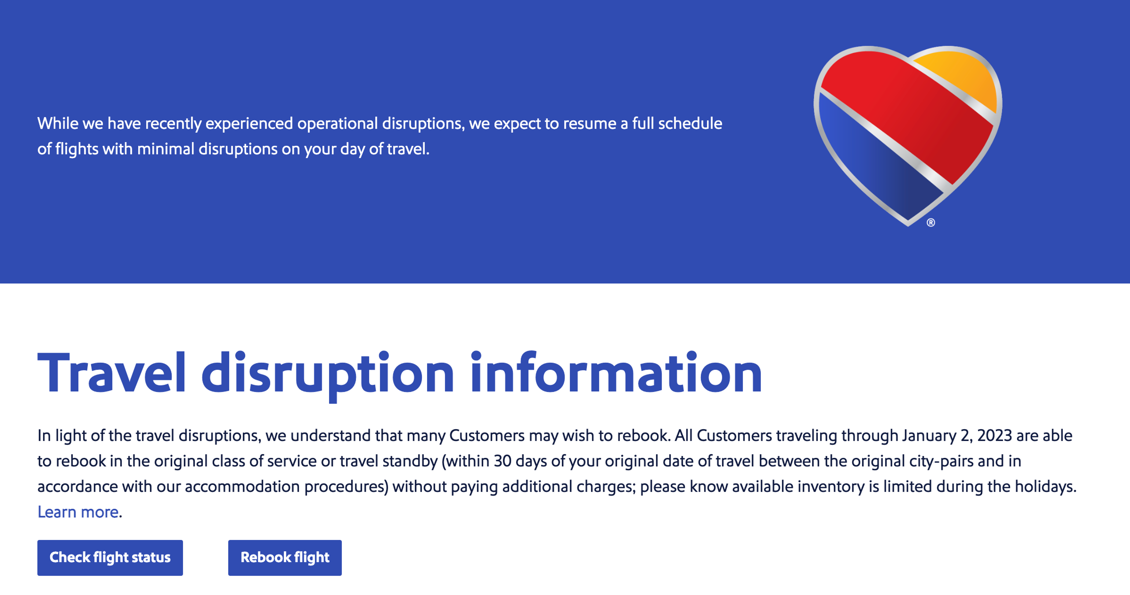 Southwest travel disruption