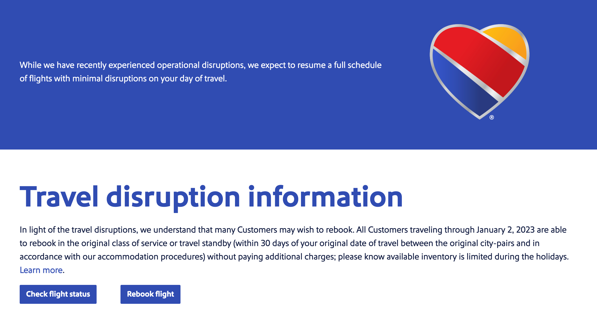 Southwest travel disruption