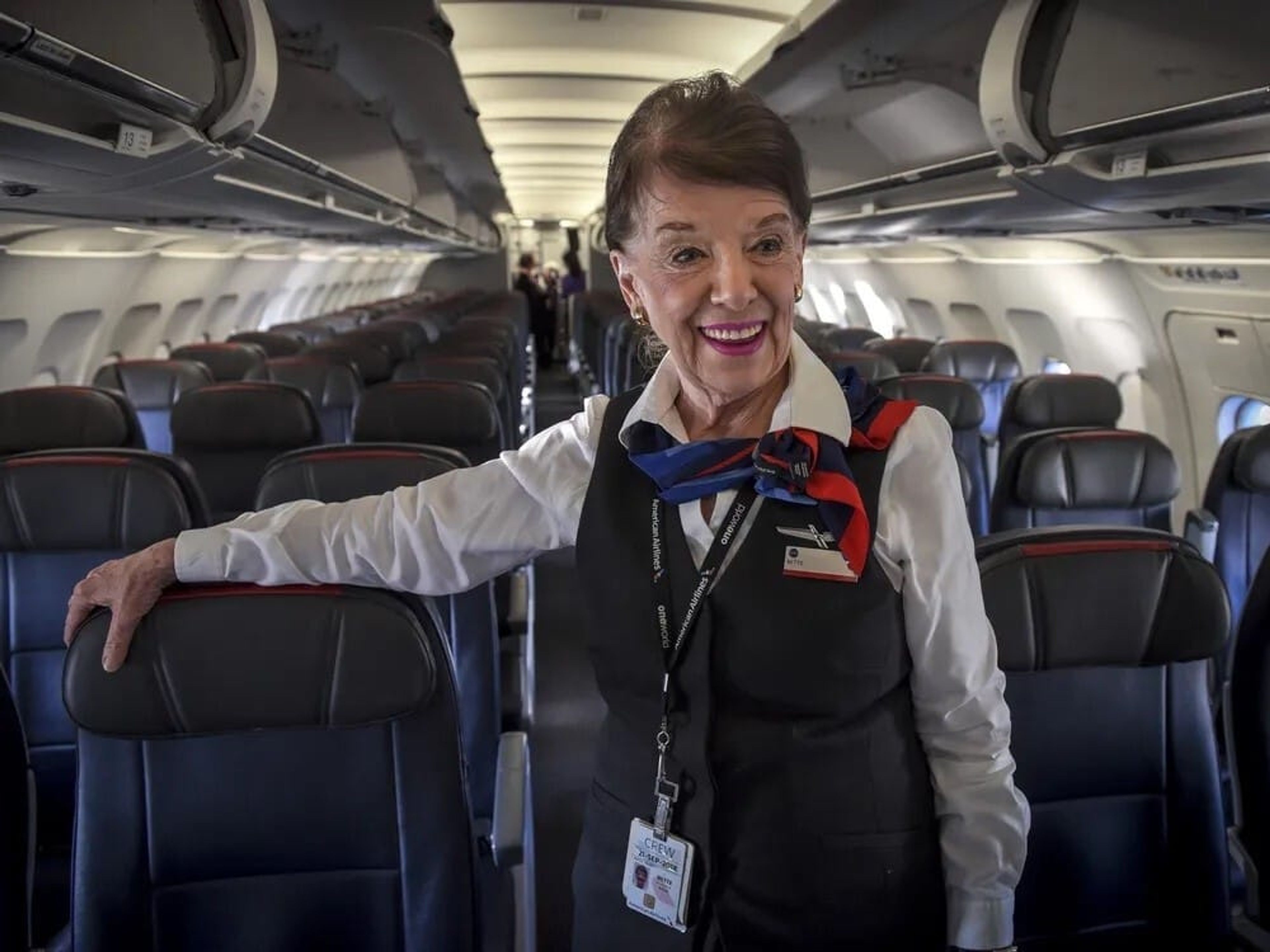 A photo of Bette Nash, the longest-serving flight attendant in history