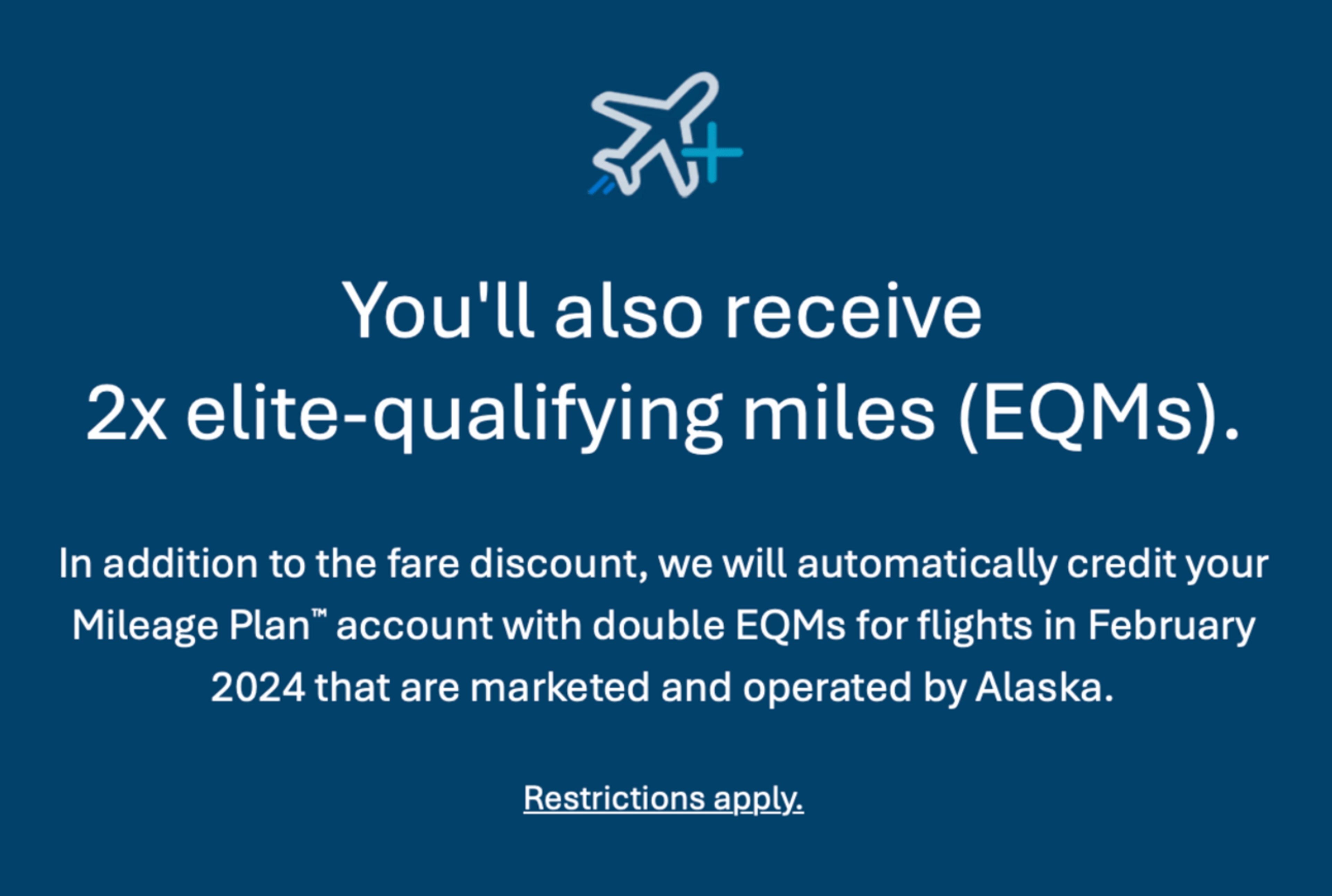 A screenshot showing the second component of the promotion, which allows you to earn double qualifying miles toward elite status