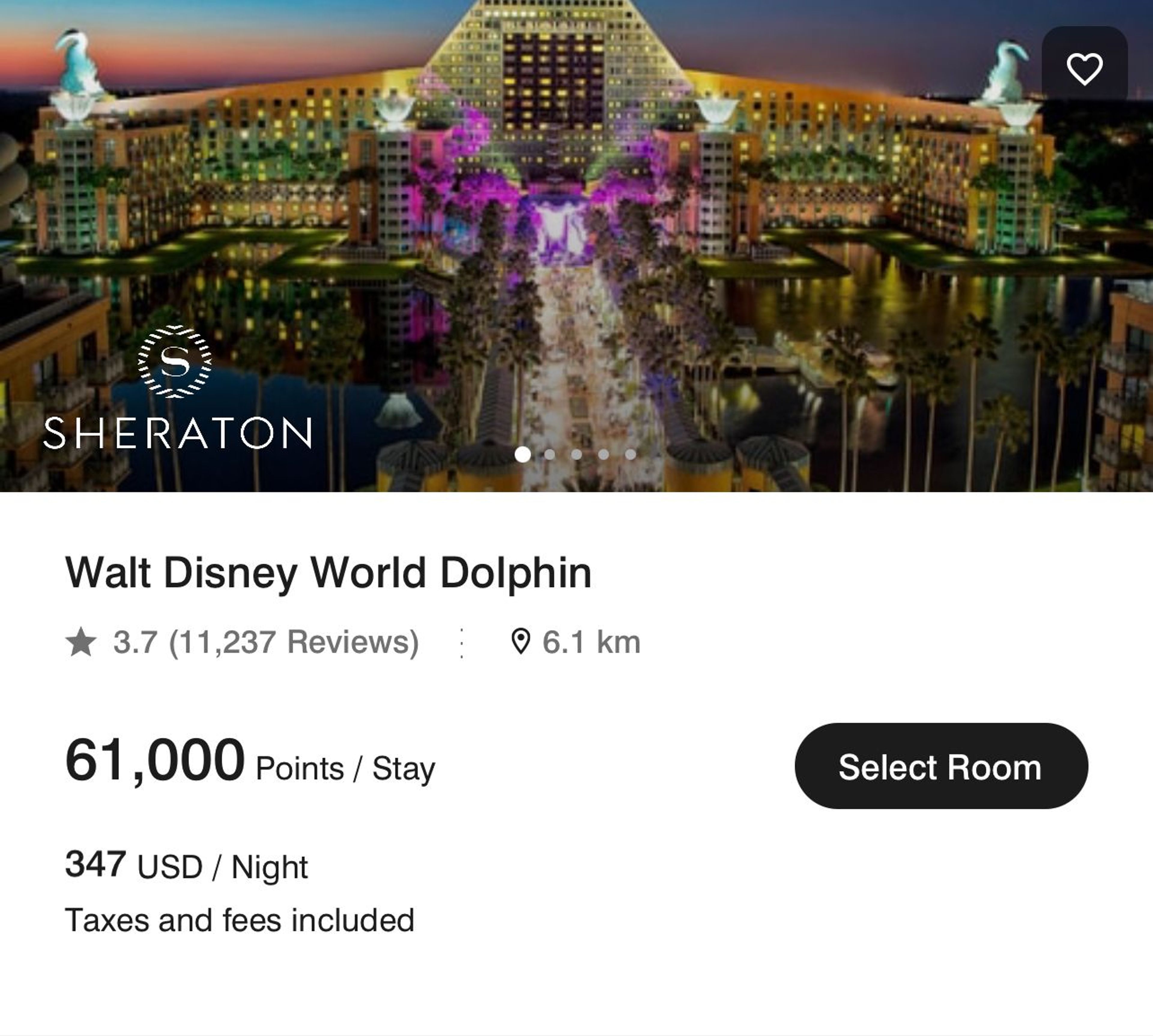 An example of a hotel in Disney Wold that you can book witha Marit Free nhAward