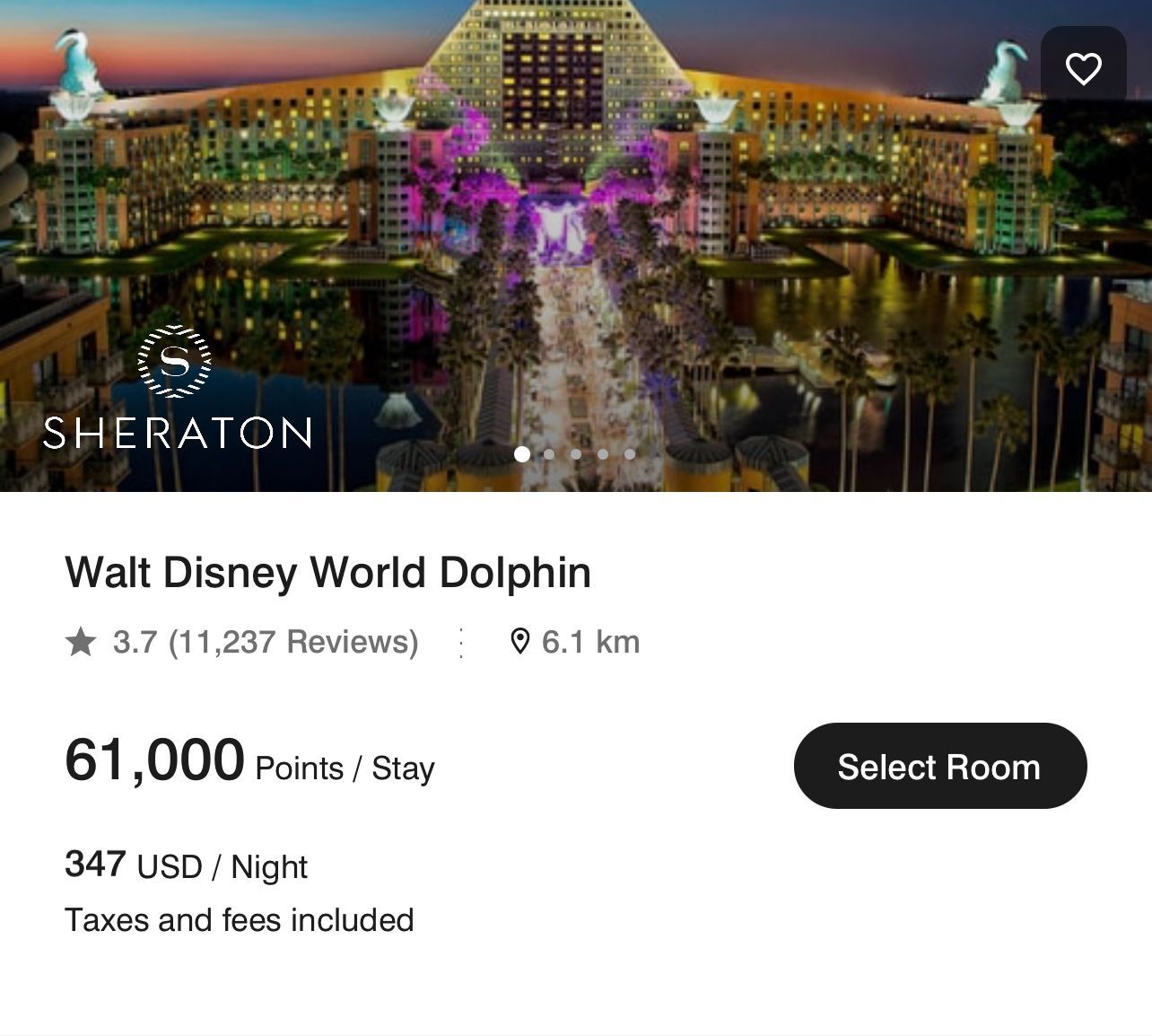 An example of a hotel in Disney Wold that you can book witha Marit Free nhAward