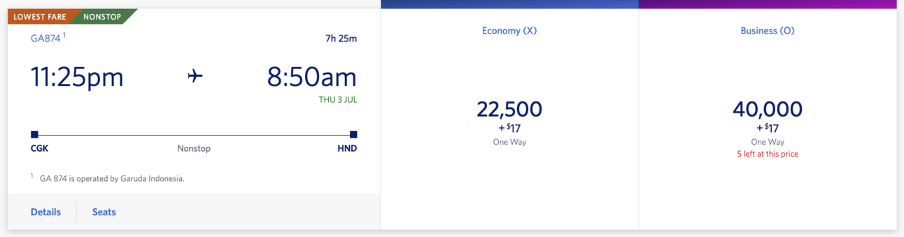 Jakarta to Tokyo for 22,500 Delta SkyMiles