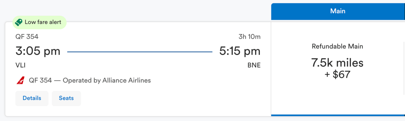 VLI-BNE for 7,500 Alaska miles