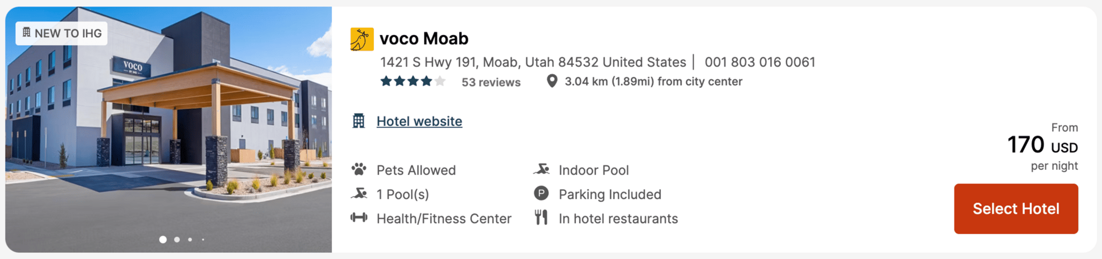 Voco Moab Utah for $170 per night