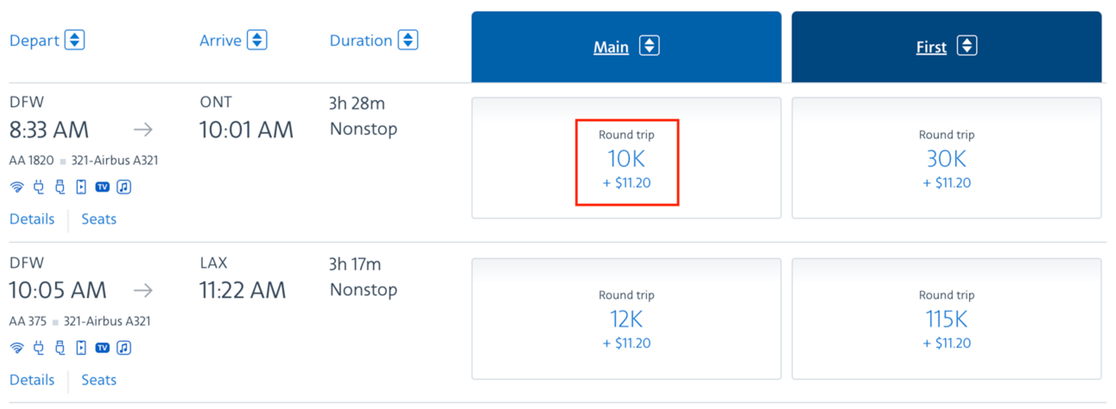 Round-trip domestic flight for 10,000 miles
