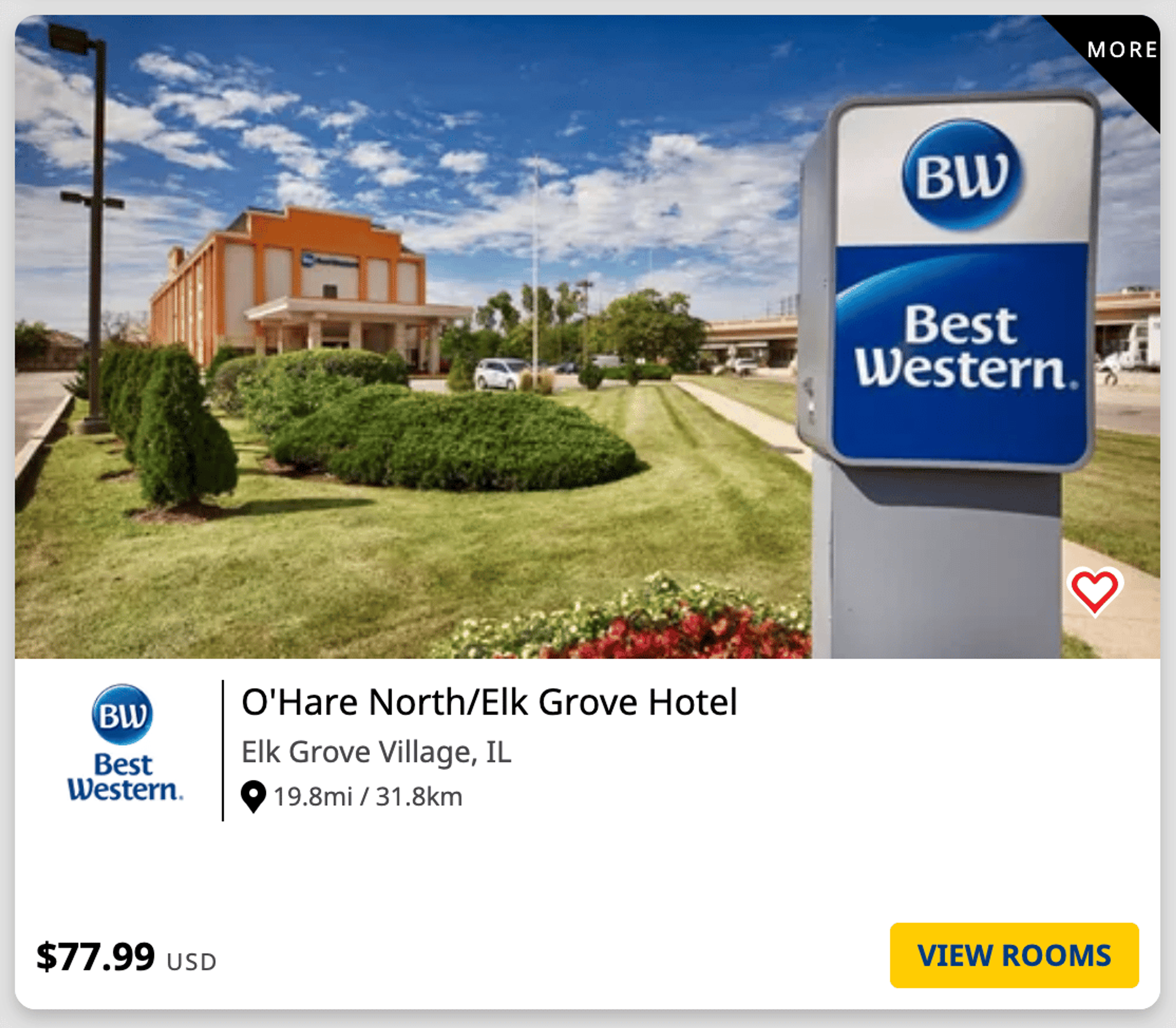 Example of a cheap Best Western hotel in the Chicago metro area