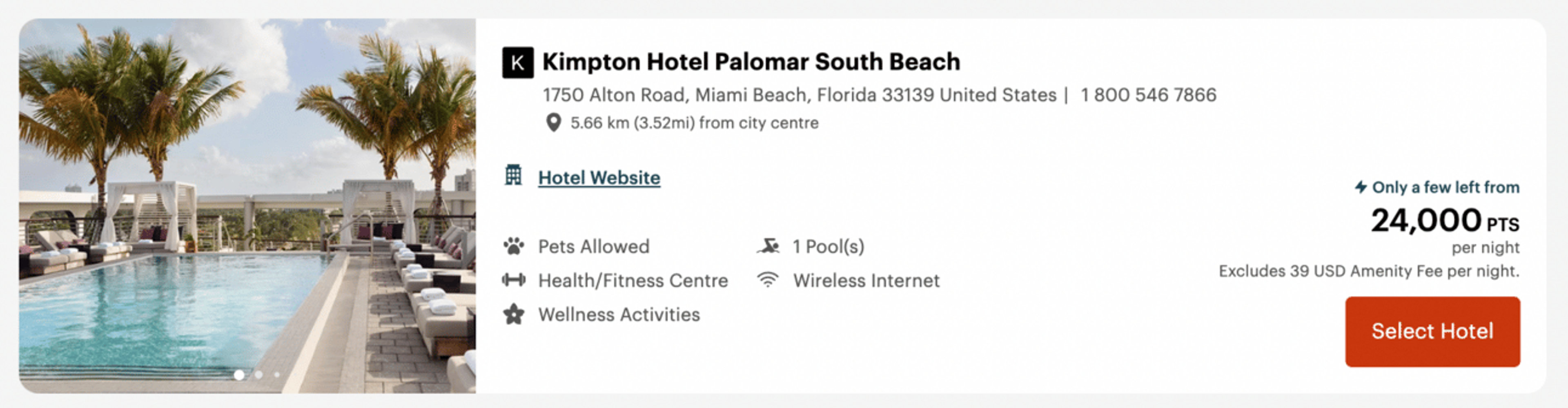 Kimpton property in Miami for 24,000 points per night