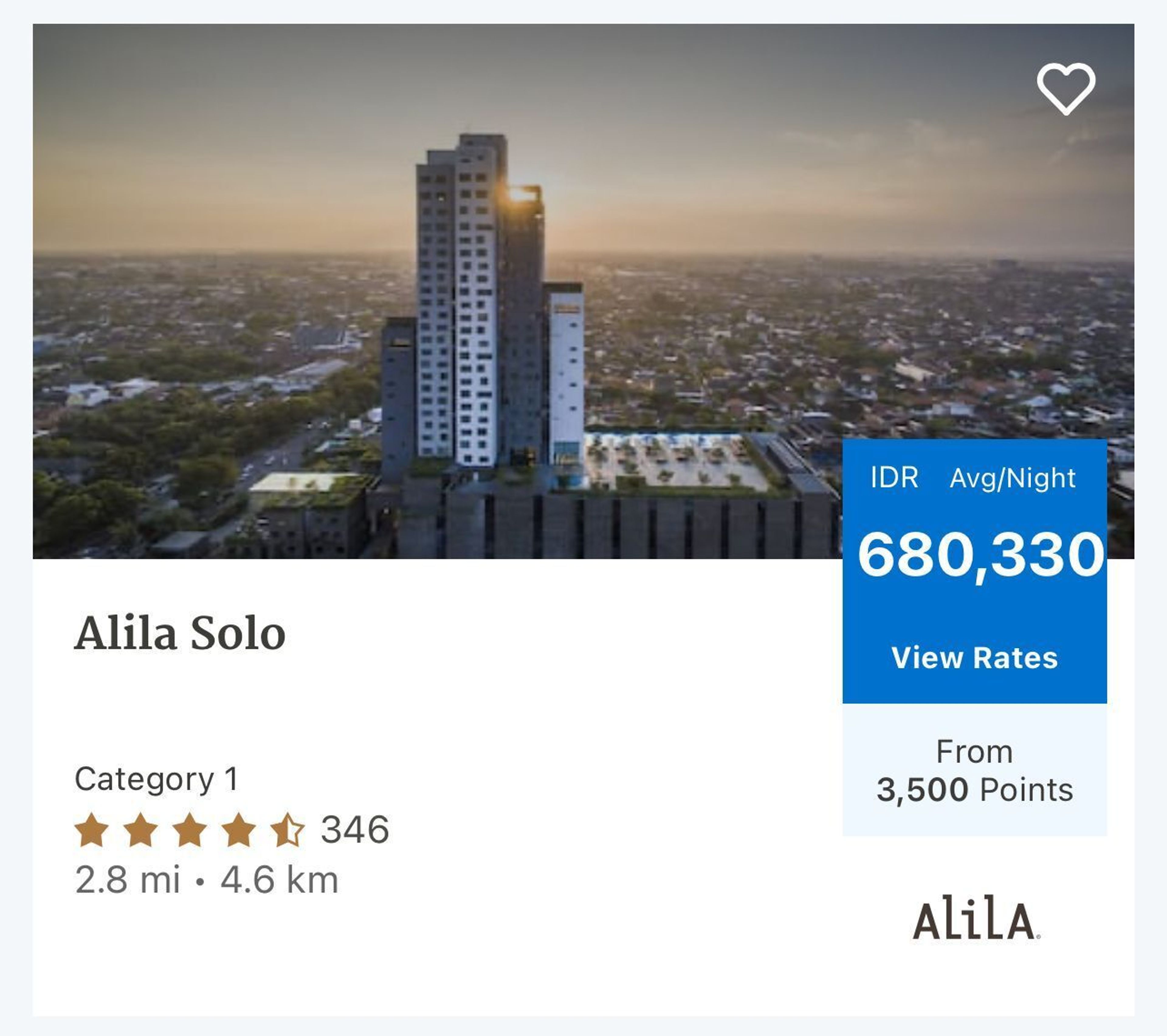 Alila Solo for 3,500 points per night