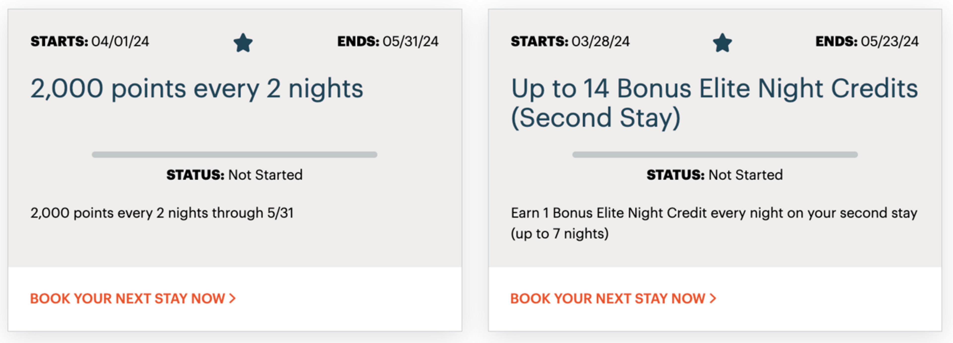 Example of two IHG promos that you can currently stack