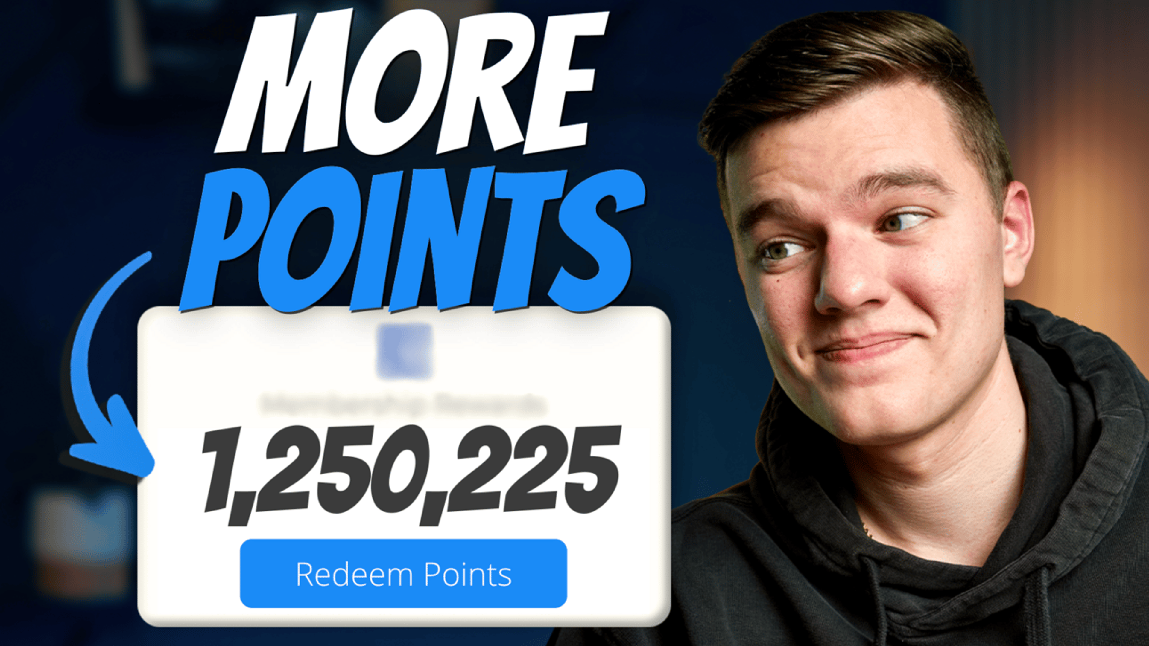 A thumbnail with a man looking at a graphic that says "more points"