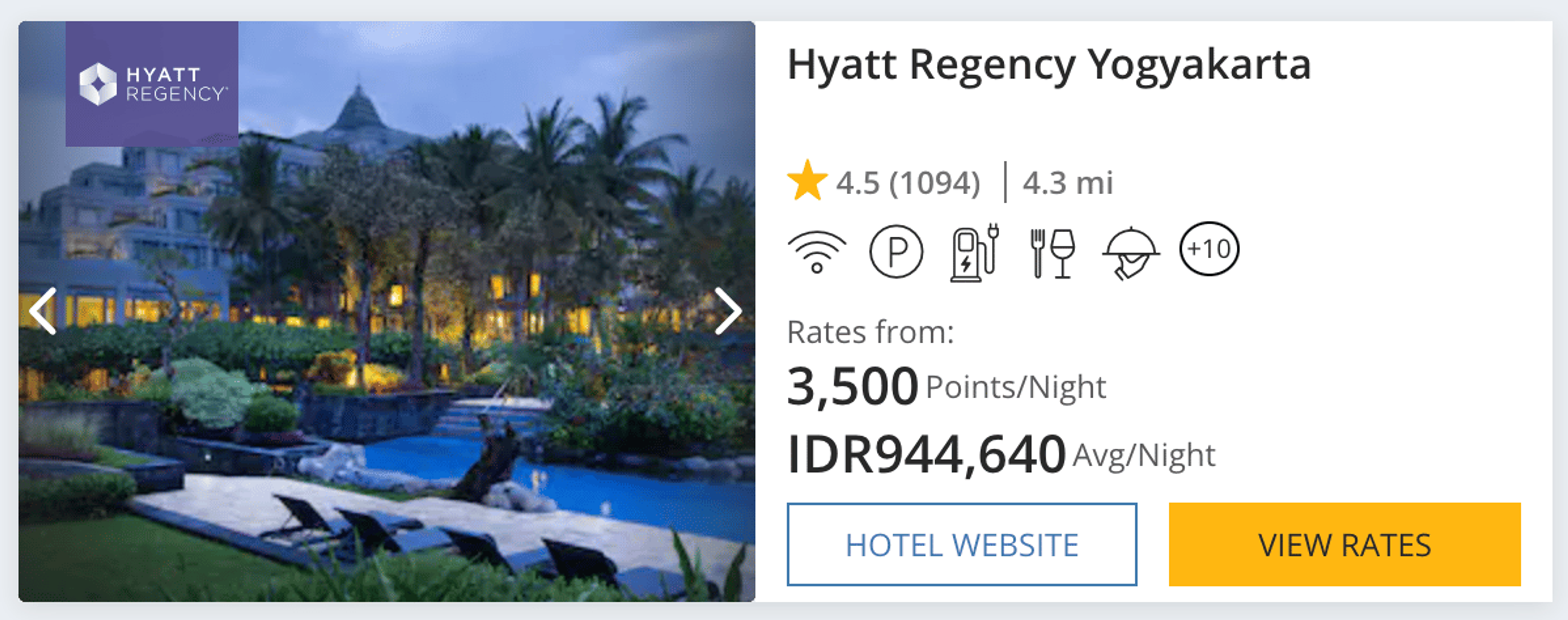 A screenshot f the Hyatt Regency Yogyakarta