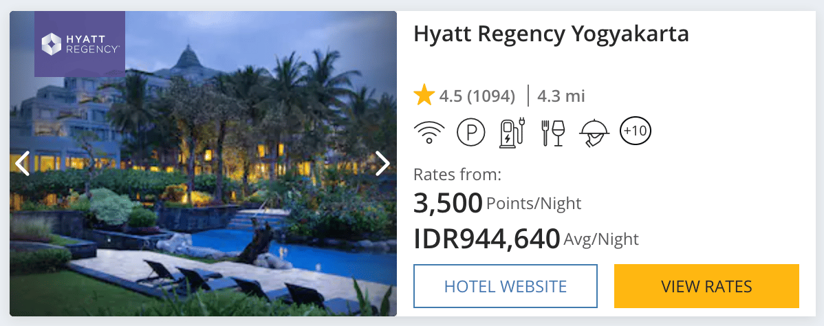 A screenshot f the Hyatt Regency Yogyakarta