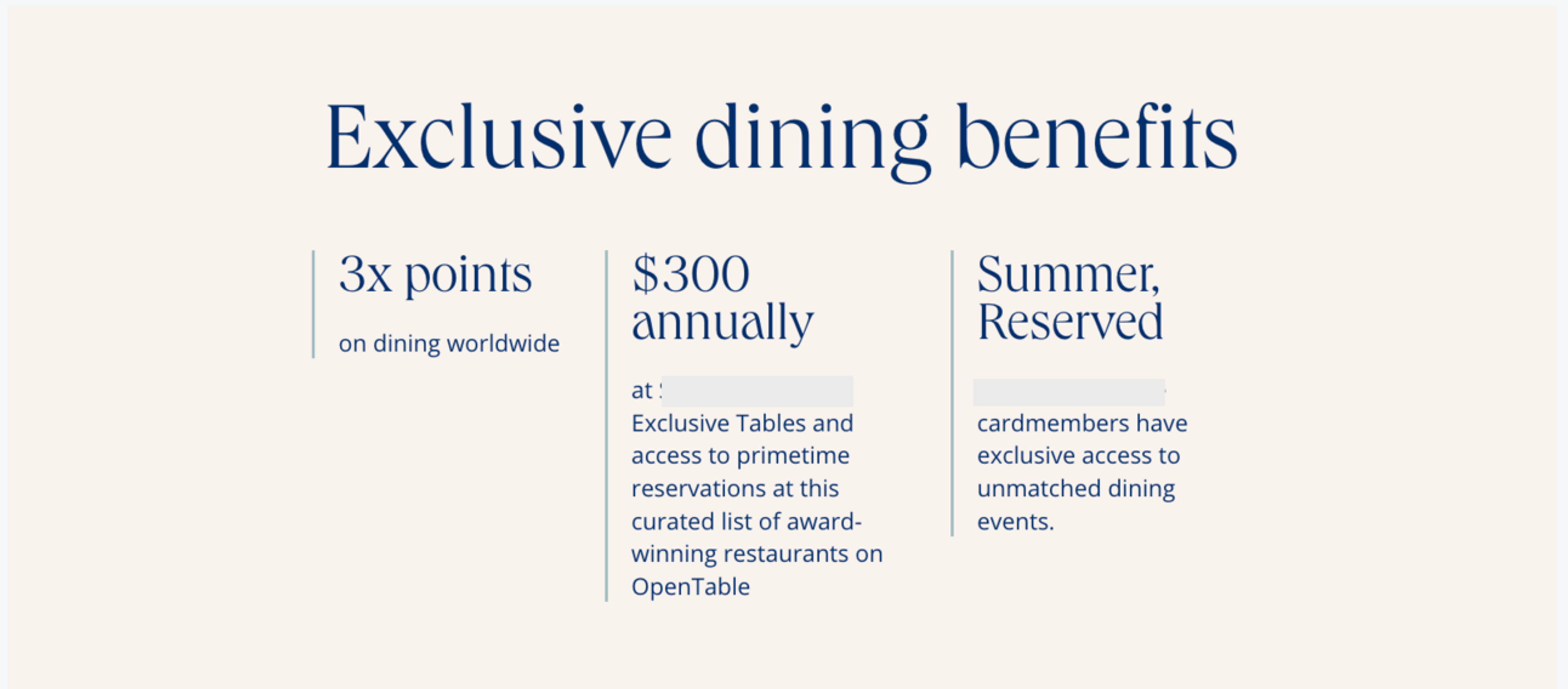 New $300 annual dining credits