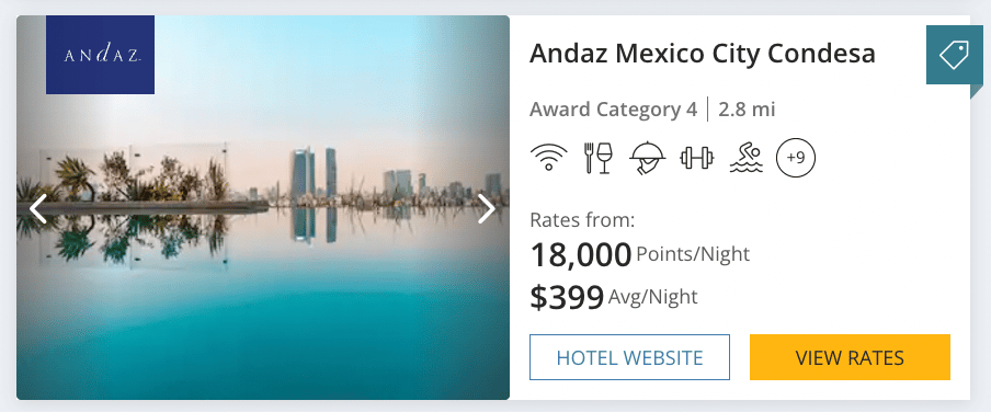 Andaz Mexico City for $399 or 18,000 points per night