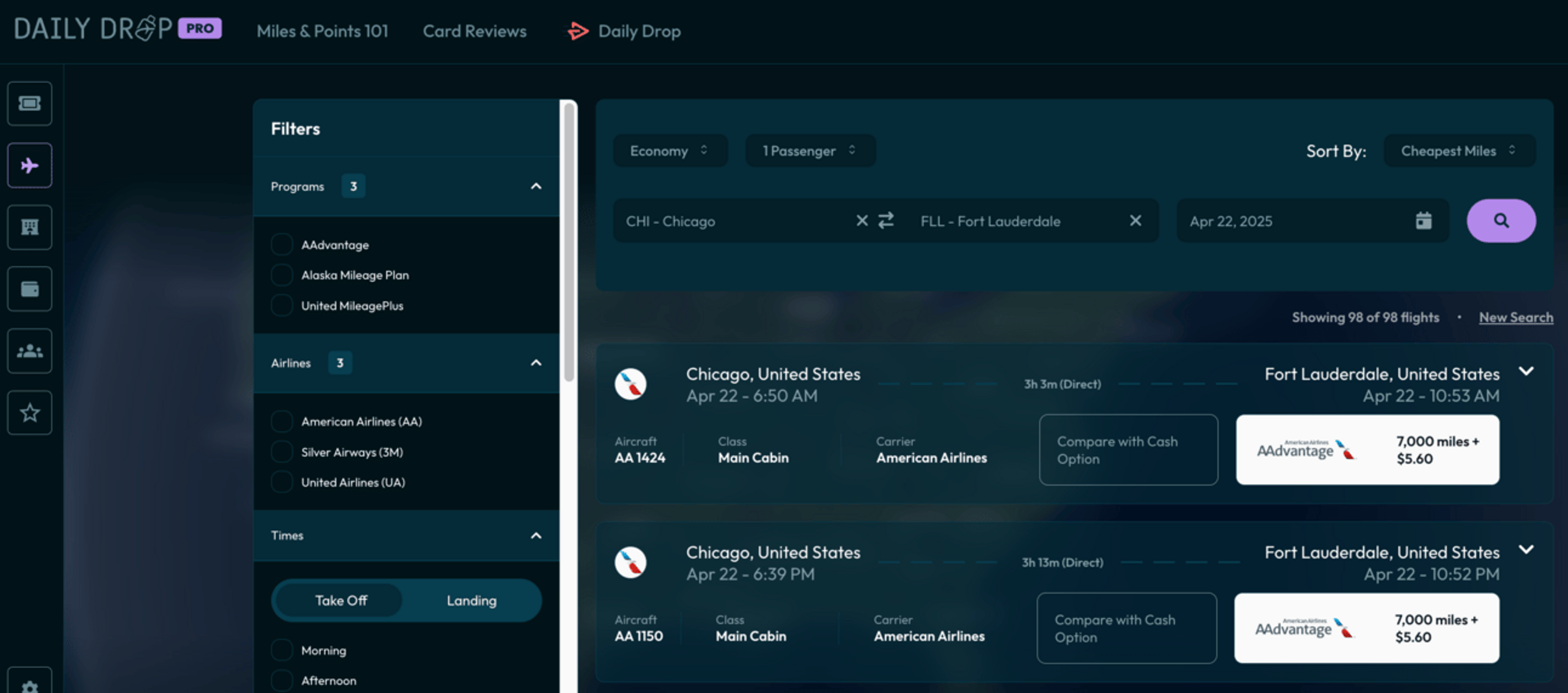 Chicago to Fort Lauderdale for 7,000 American miles (DDP)