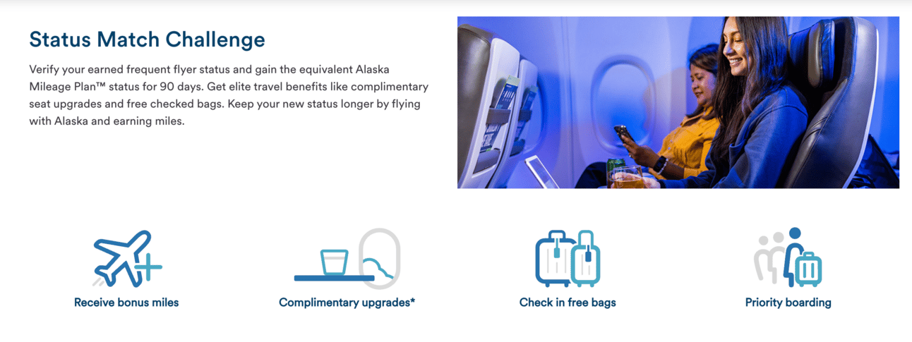 Alaska Air Status Match landing page