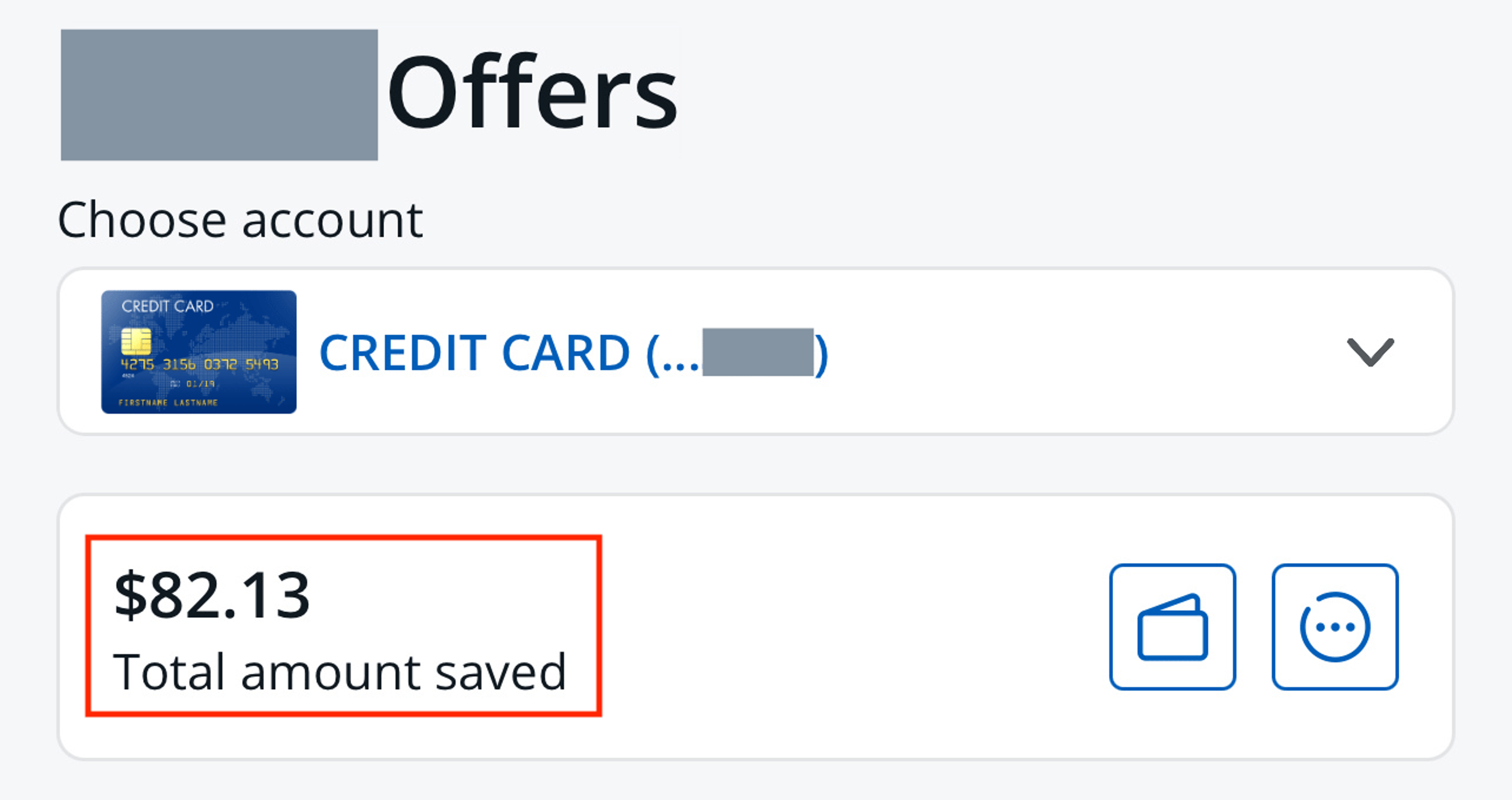 A screenshot of how much Mike has saved from merchant offers on a card