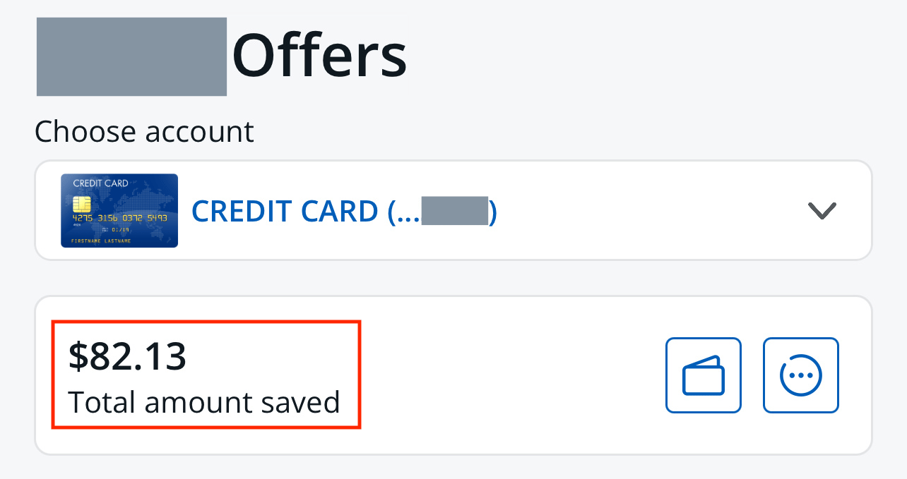 A screenshot of how much Mike has saved from merchant offers on a card