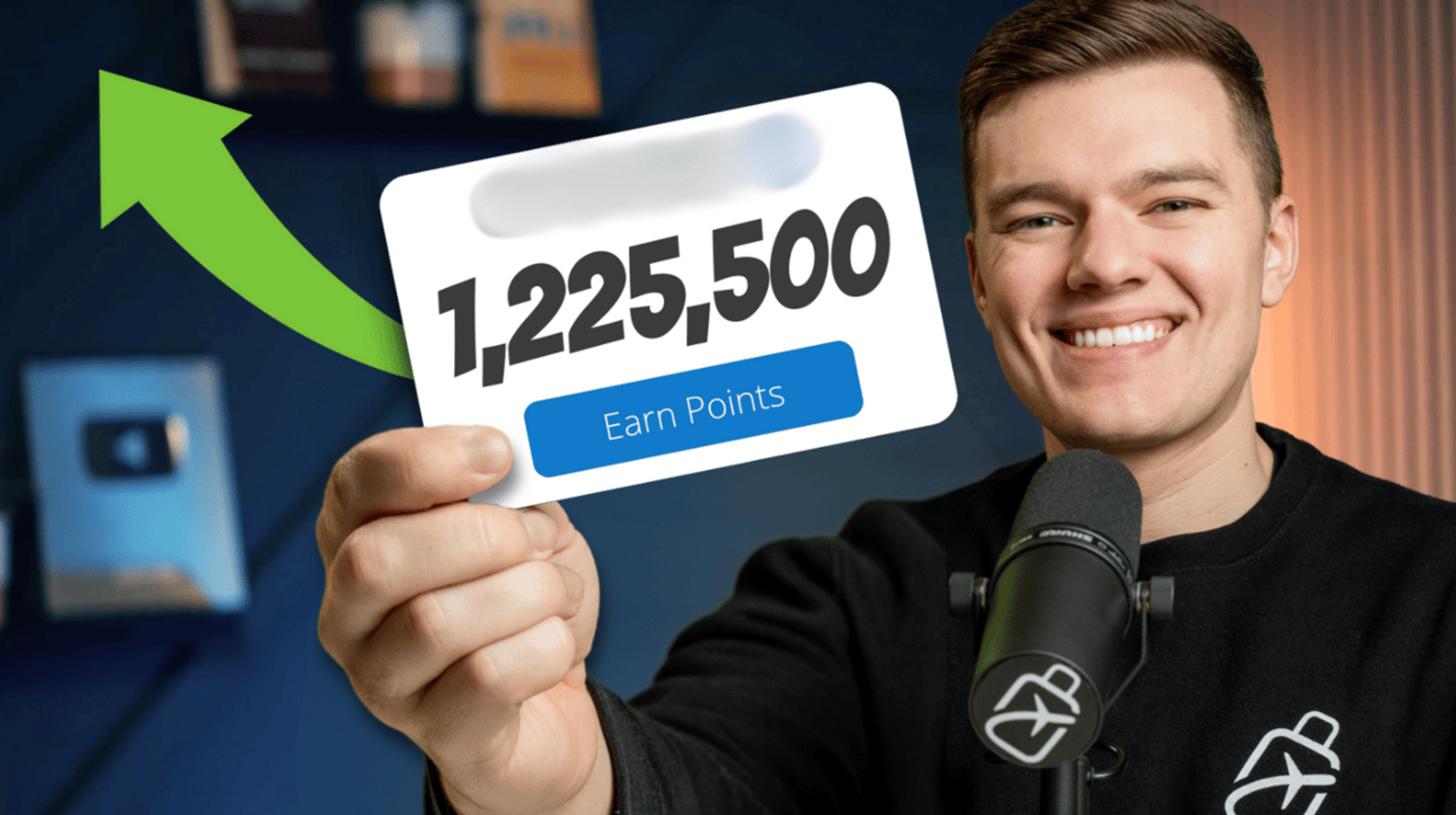 A man with a microphone holding a card with over 1 million points on it