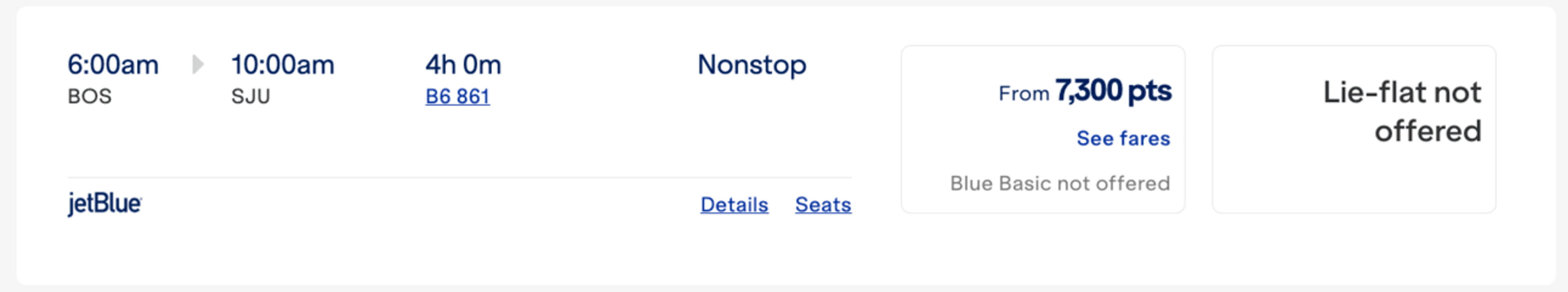 Book the same flight to San Juan for 7,000 JetBlue points