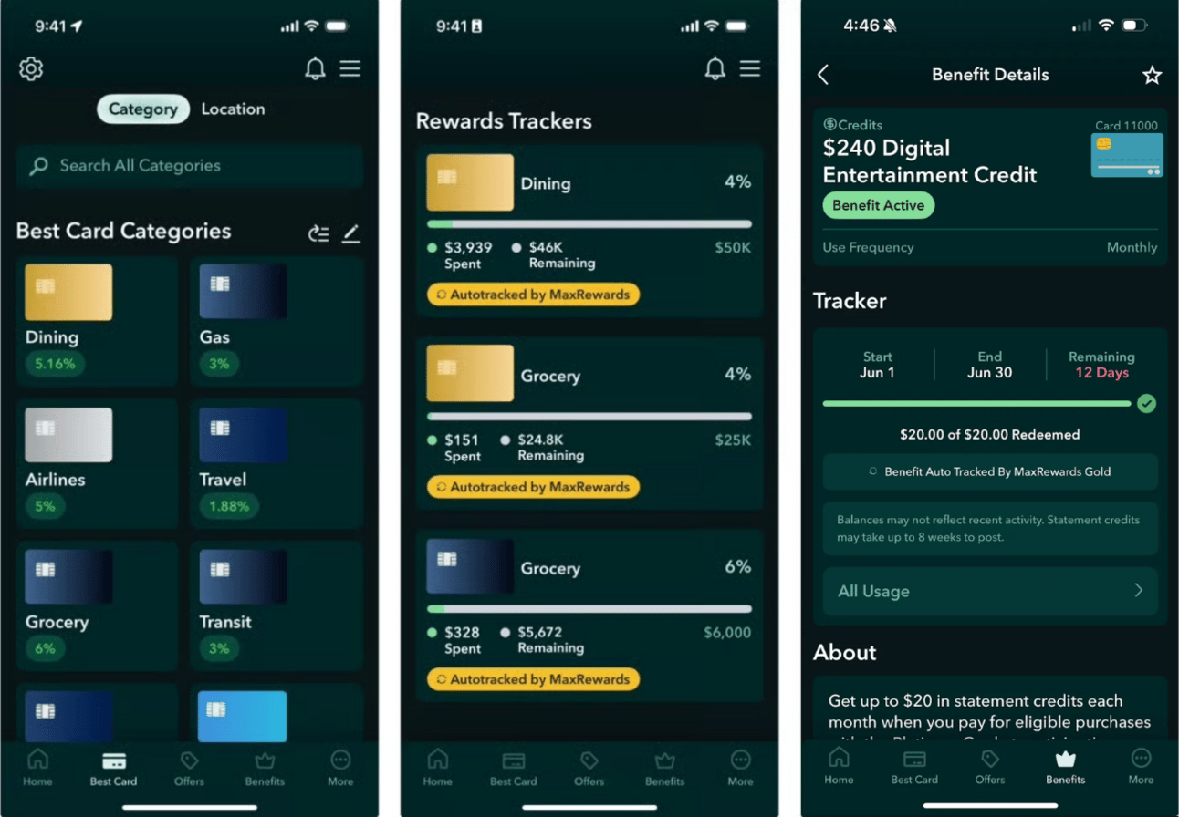 MaxRewards app screenshots