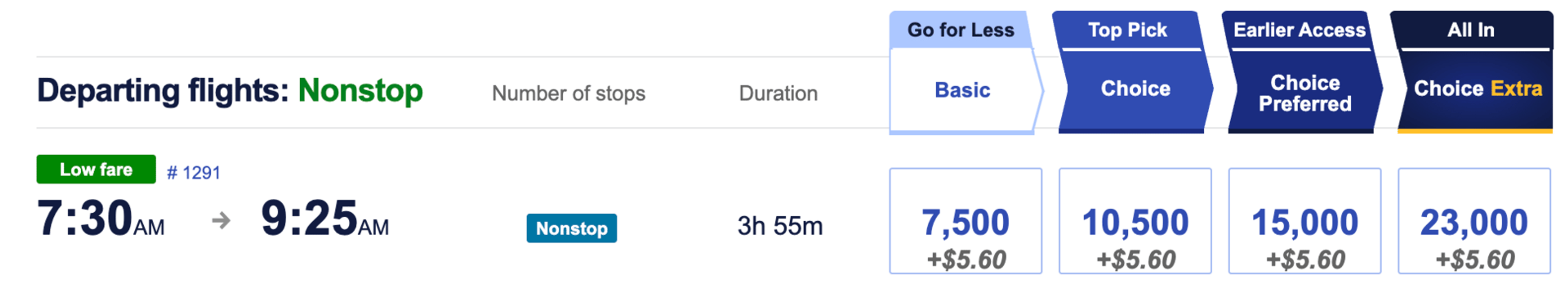 Southwest booking example