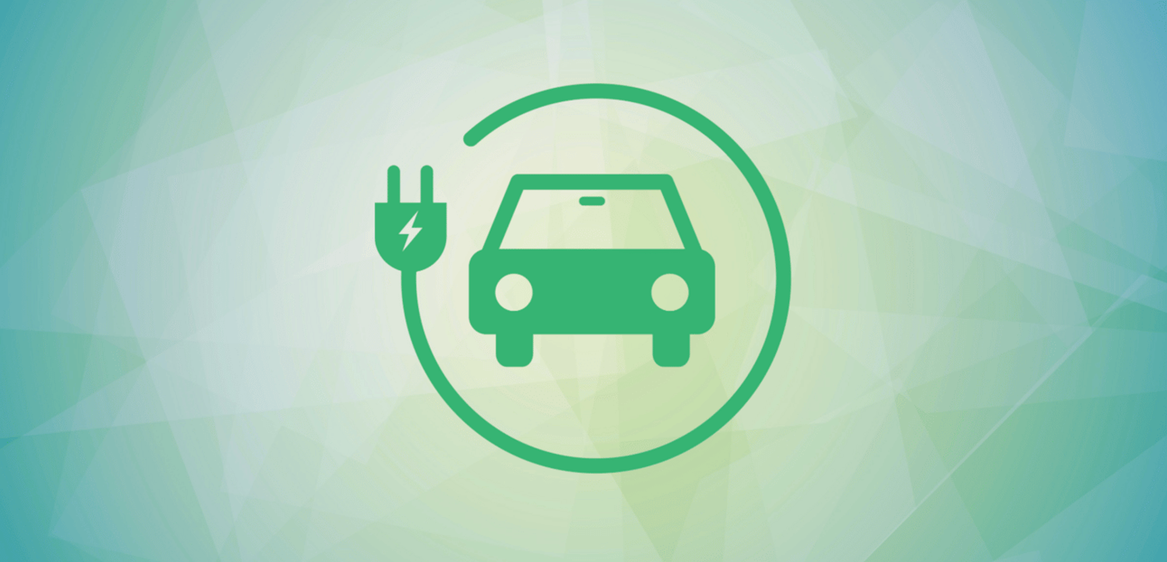 A green car and charging graphic on a green background