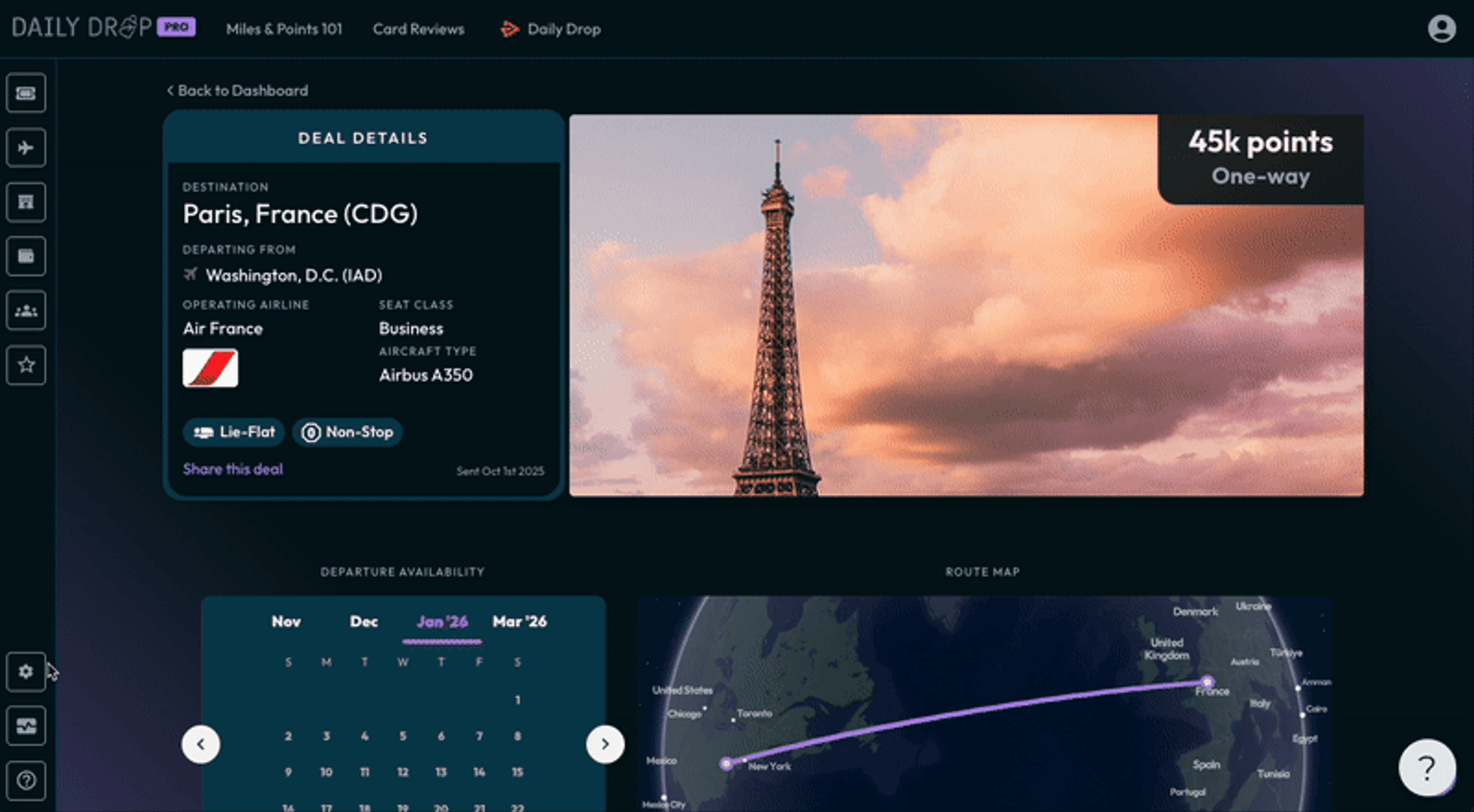 GIF showing how to share a deal with friends within Daily Drop Pro interface