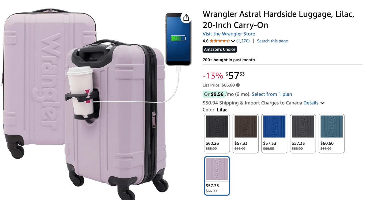 Wrangler carry-on suitcase