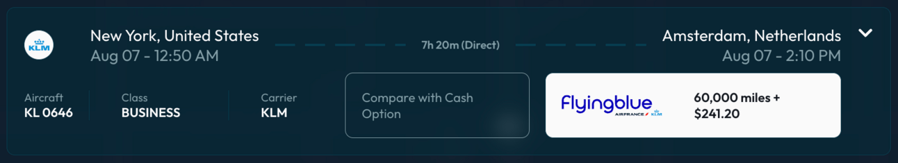 JFK-AMs for 60k points (Daily Drop Pro)