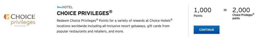 Choice transfer Ratio from ThankYou points
