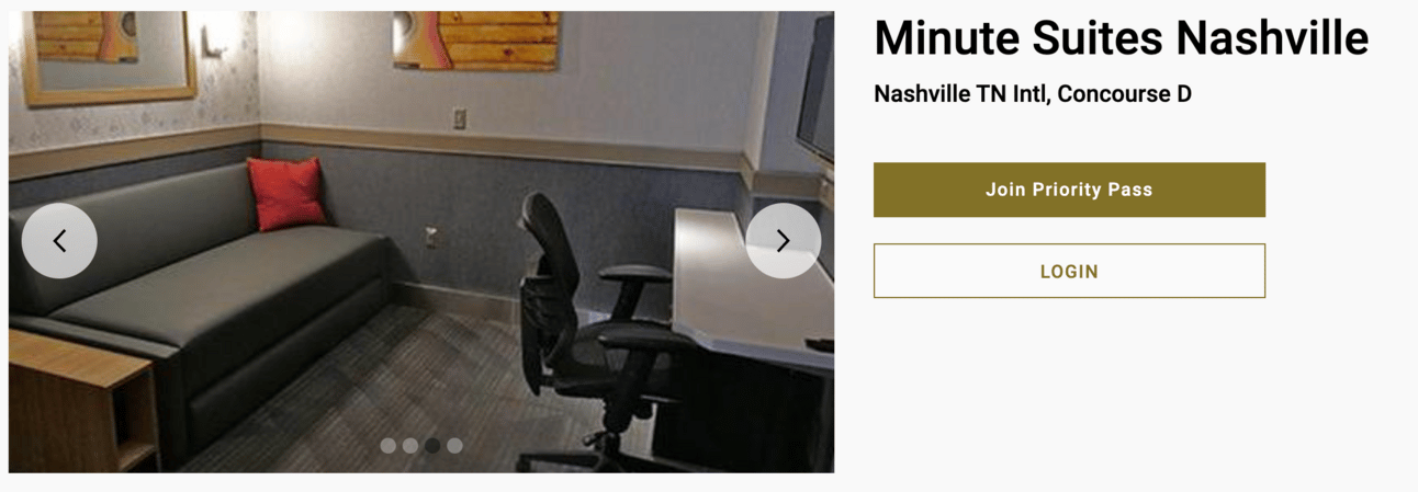 Example of a Priority Pass private room in Nashville Airport