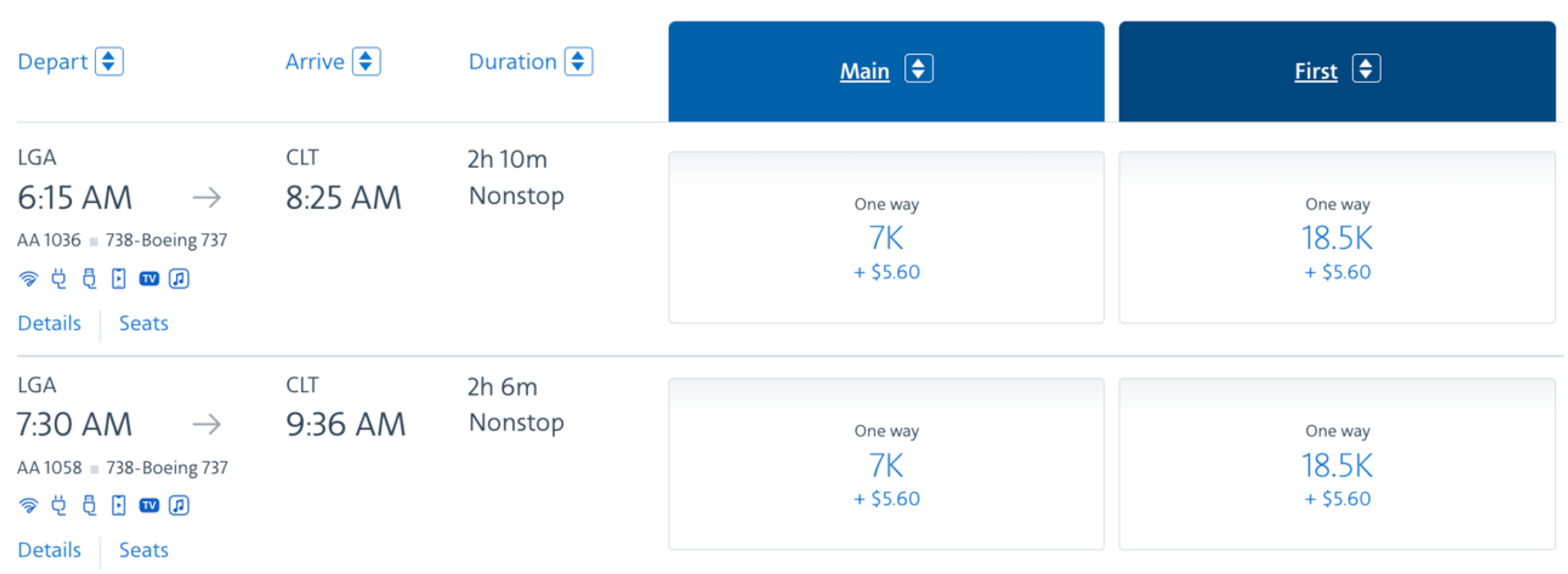 LGA-CLT for 7,000 AA miles