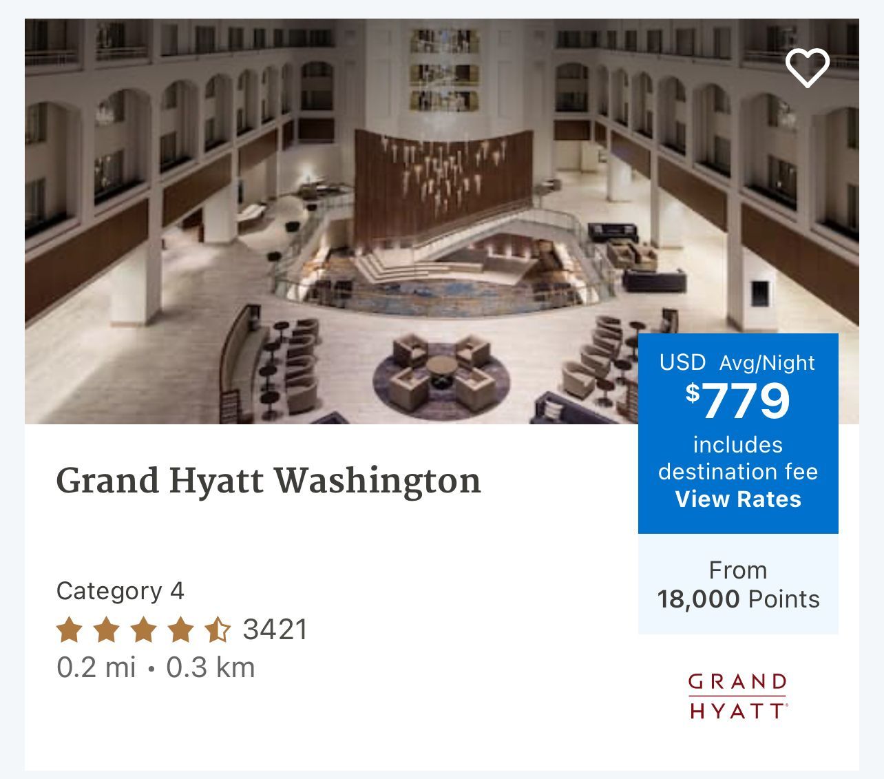 An example of a Hyatt booking that's porssible with a Category 1-4 Free Night Award
