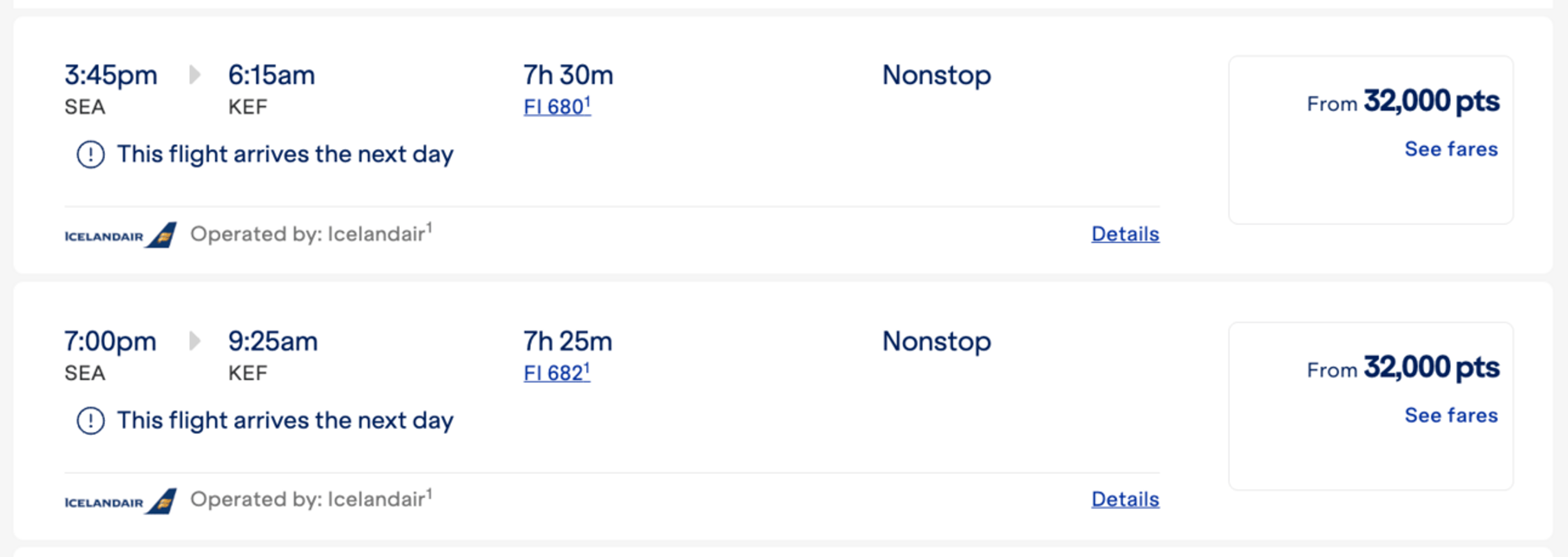 Seattle to Reykjavik for 32k jetblue points