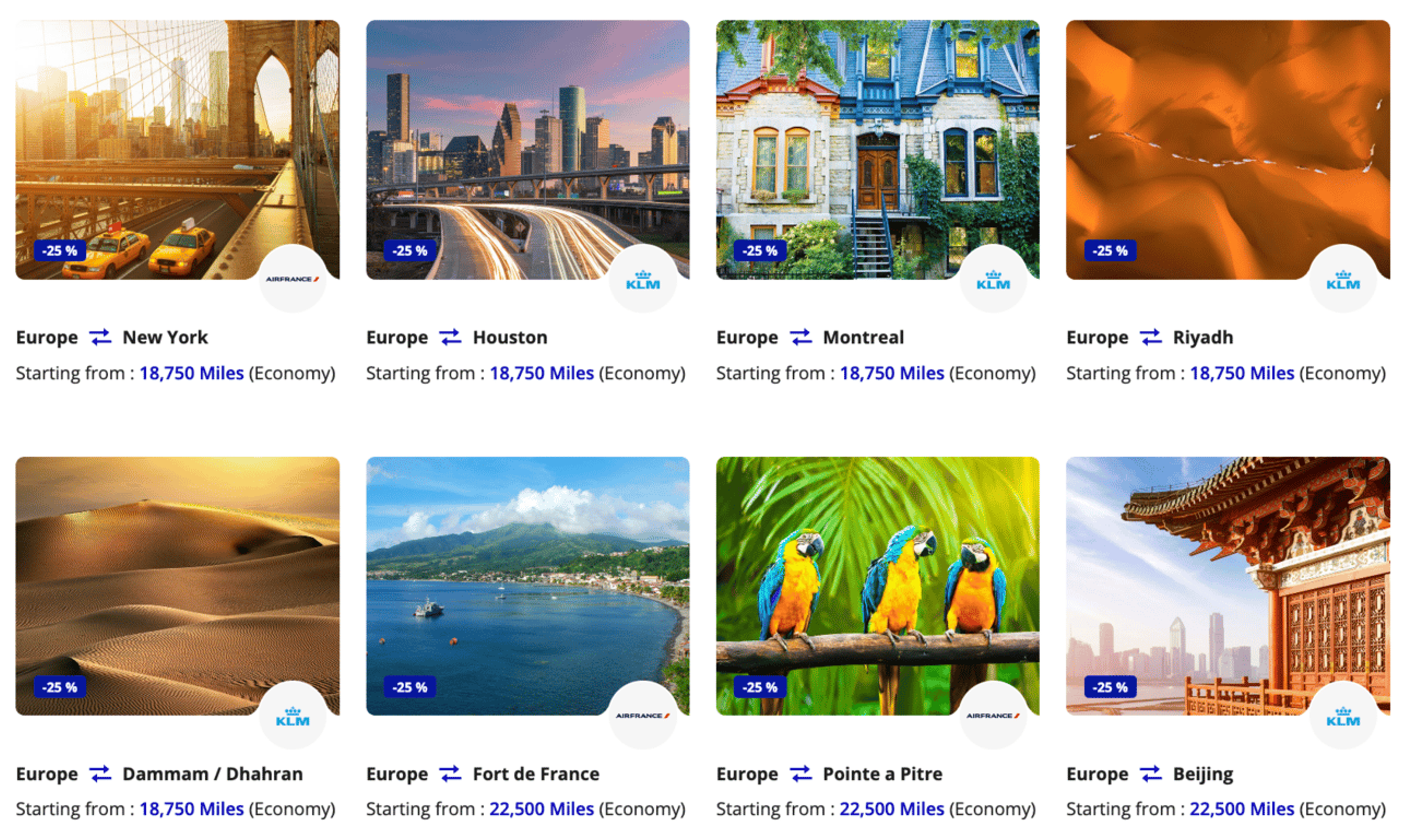 Flying Blue Promo Reward cities for April 2025