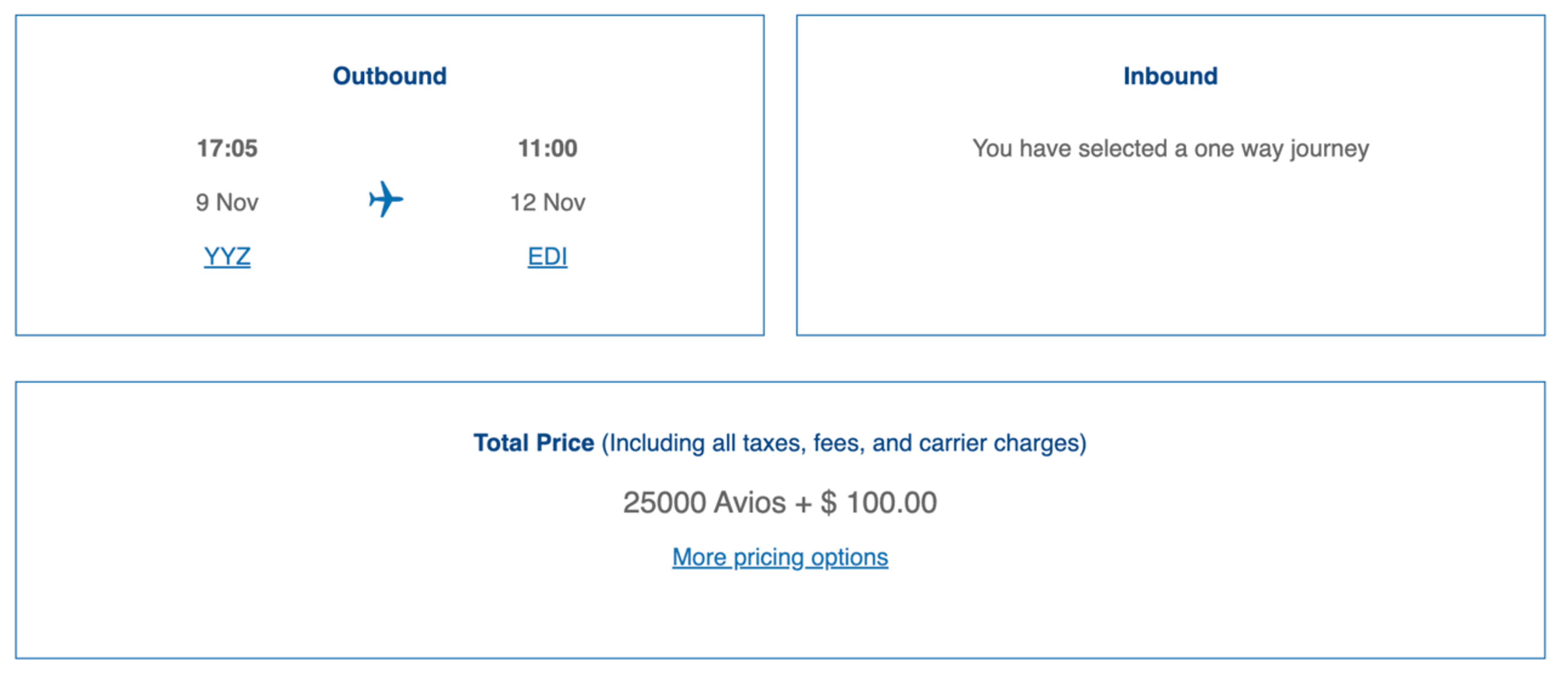 Toronto to Edinburgh for 25,000 Avios and $100 in fees