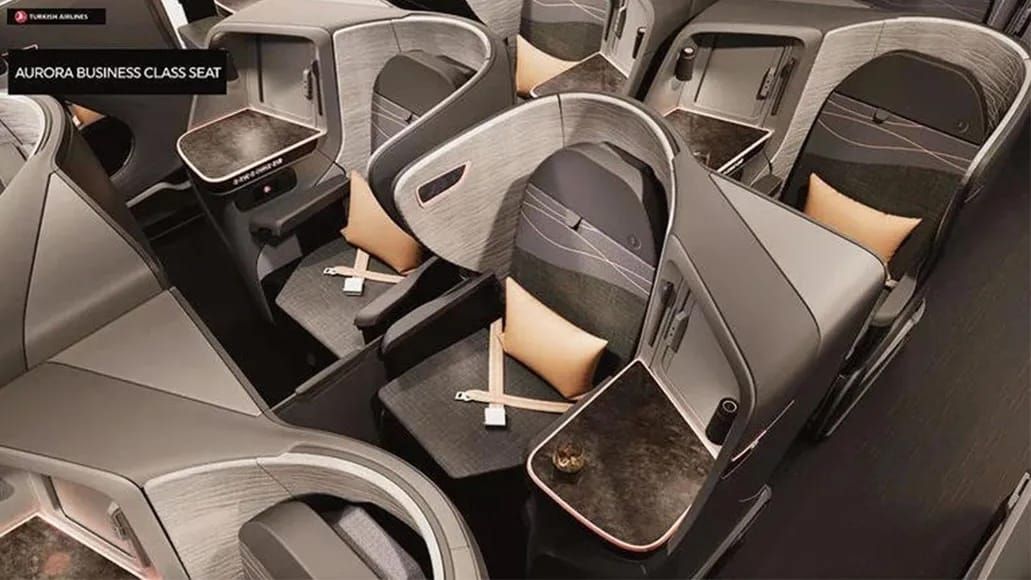 A photo of Turkish Airlines business-class seats