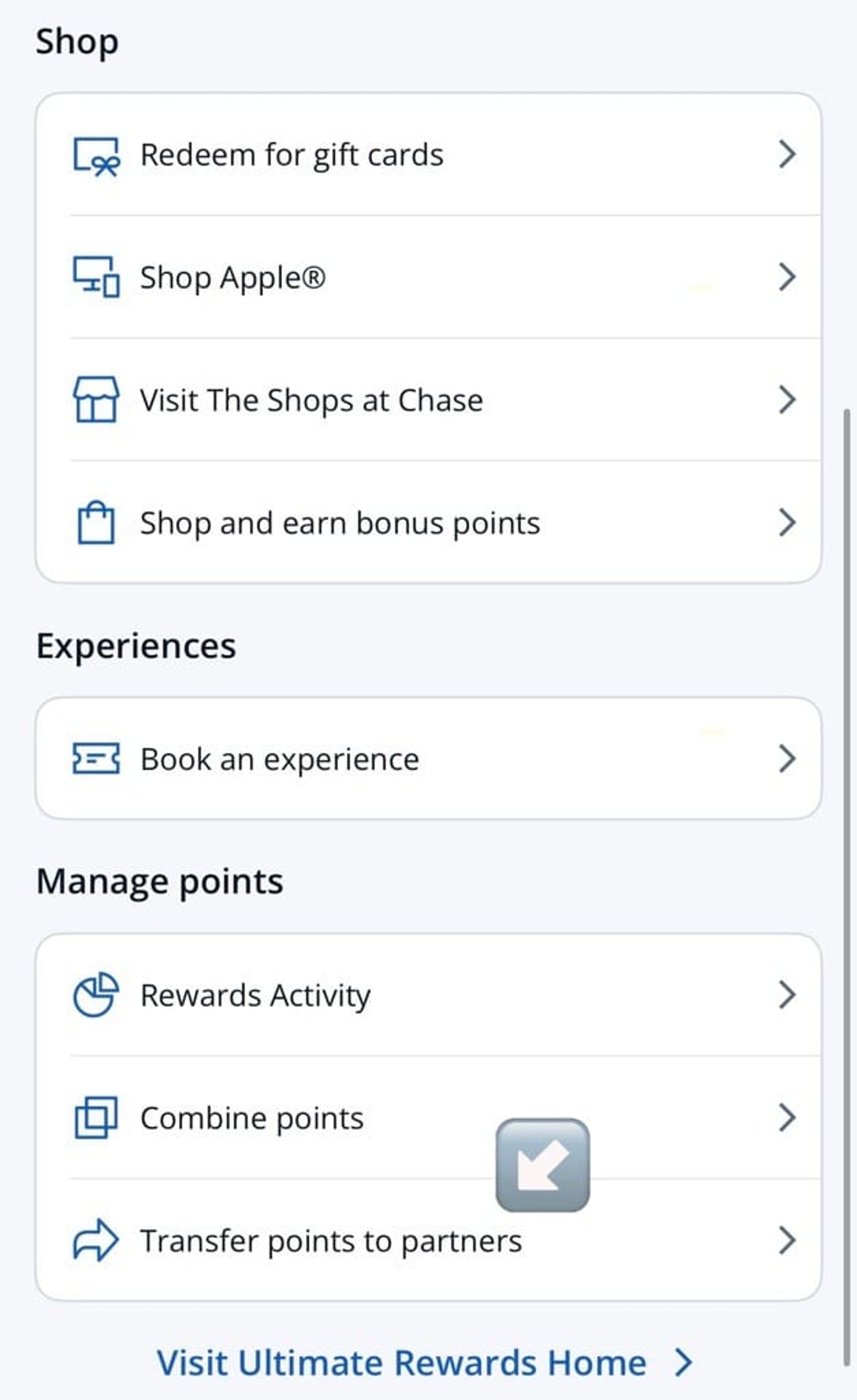 Transfer points to partners in the Chase app