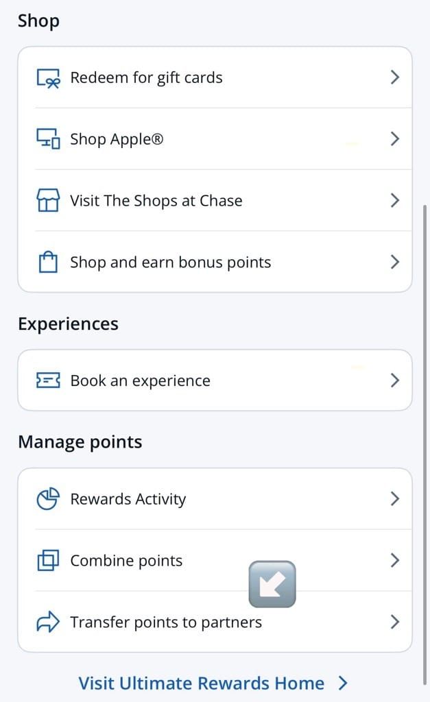 Transfer points to partners in the Chase app