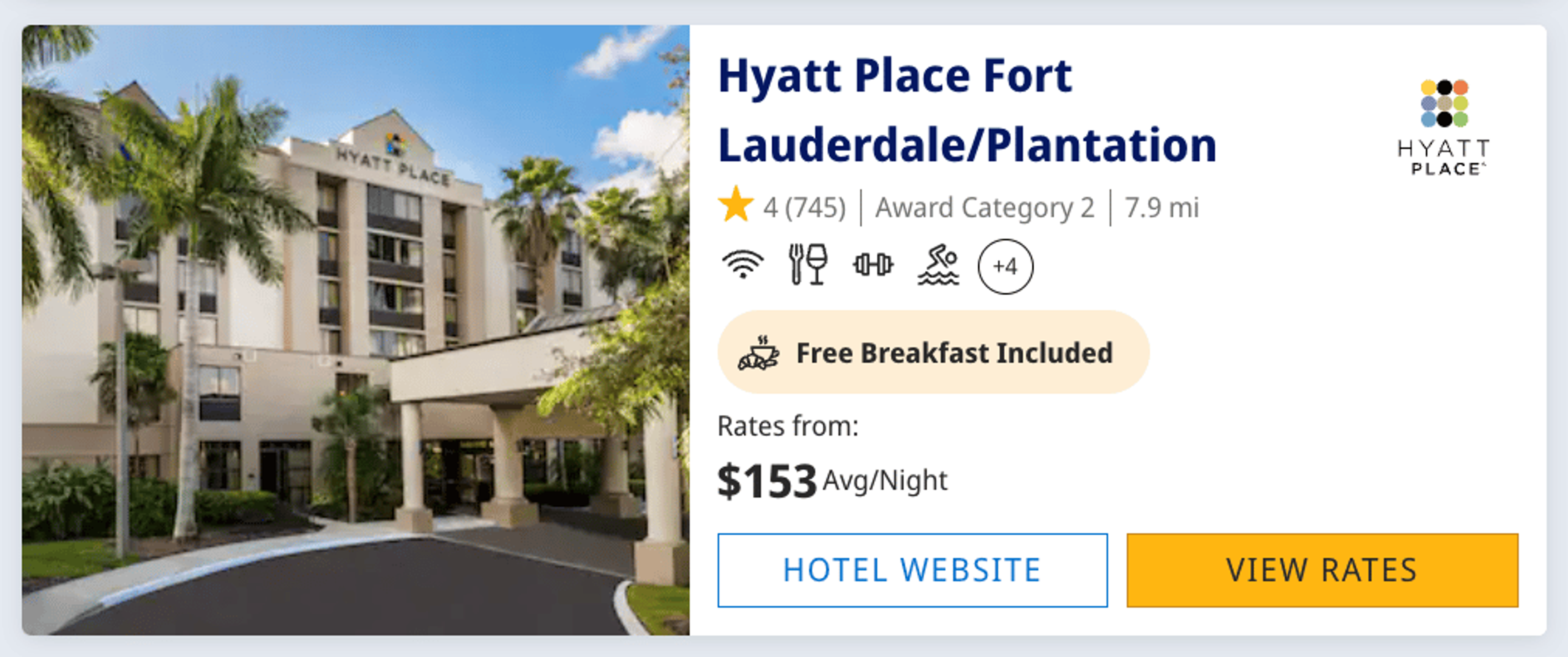 Hyatt Place in Fort Lauderdale for $153 per night