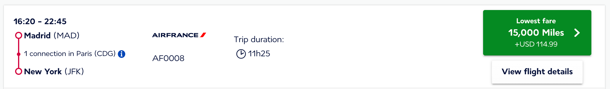 Sample booking (Air France)